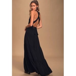 LULUS | Black Convertible Halter Maxi Dress M NWT
